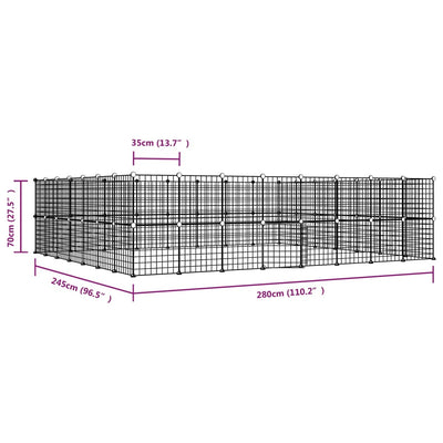 60-Panel Pet Cage with Door Black 35x35 cm Steel