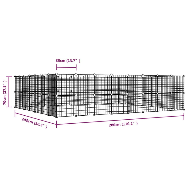 60-Panel Pet Cage with Door Black 35x35 cm Steel