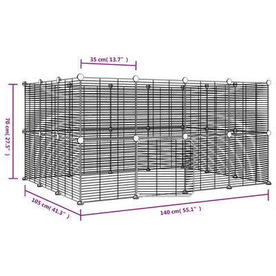 Jaula para mascotas de 28 paneles con puerta de acero, color negro, 35 x 35 cm