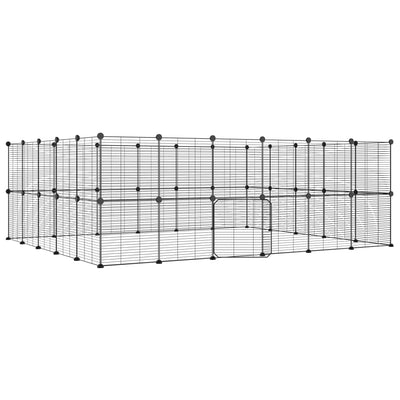 44-Panel Pet Cage with Door Black 35x35 cm Steel