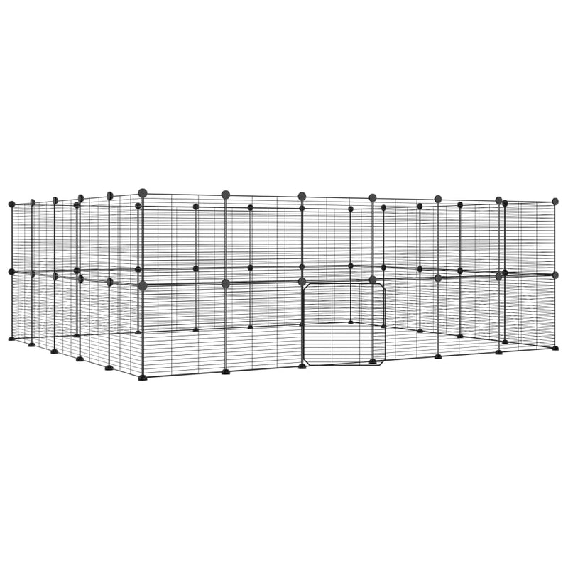 44-Panel Pet Cage with Door Black 35x35 cm Steel