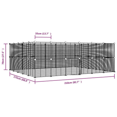 44-Panel Pet Cage with Door Black 35x35 cm Steel