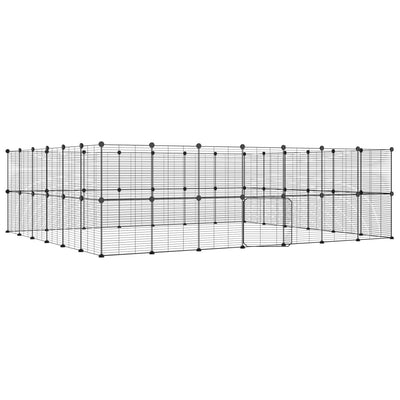 52-Panel Pet Cage with Door Black 35x35 cm Steel