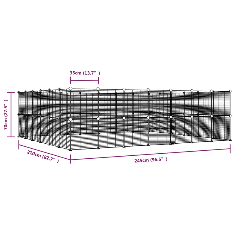 52-Panel Pet Cage with Door Black 35x35 cm Steel