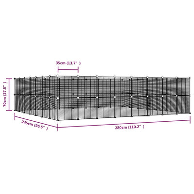 60-Panel Pet Cage with Door Black 35x35 cm Steel