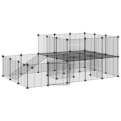 44-Panel Pet Cage with Door Black 35x35 cm Steel