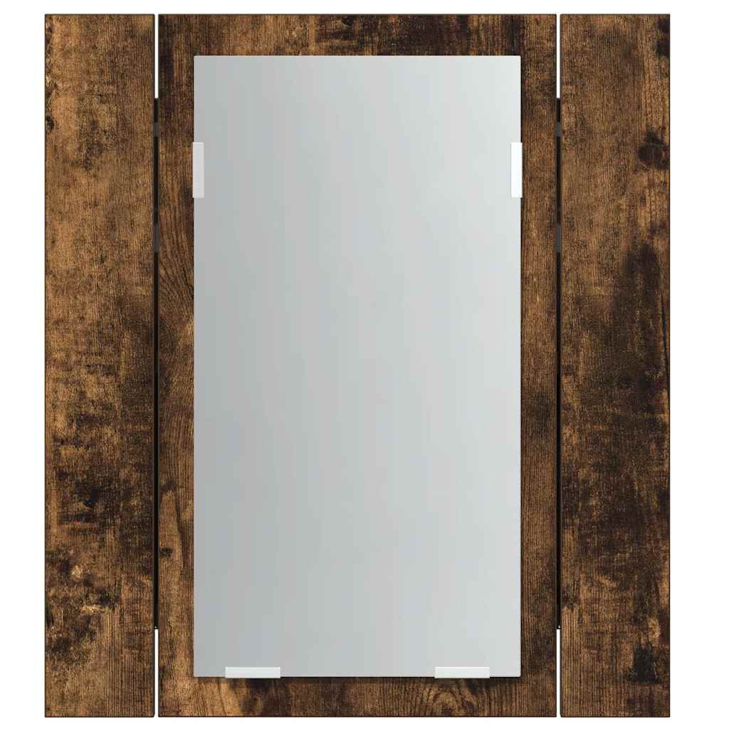 vidaXL LED Bathroom Mirror Cabinet Smoked Oak 40x12x45 cm Engineered Wood 6