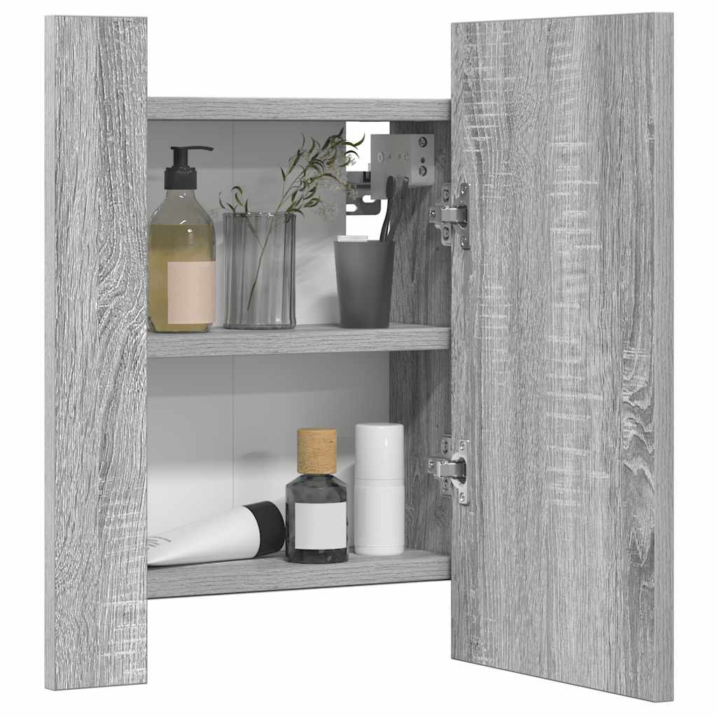 vidaXL LED Bathroom Mirror Cabinet Grey Sonoma 40x12x45 cm Engineered Wood 3