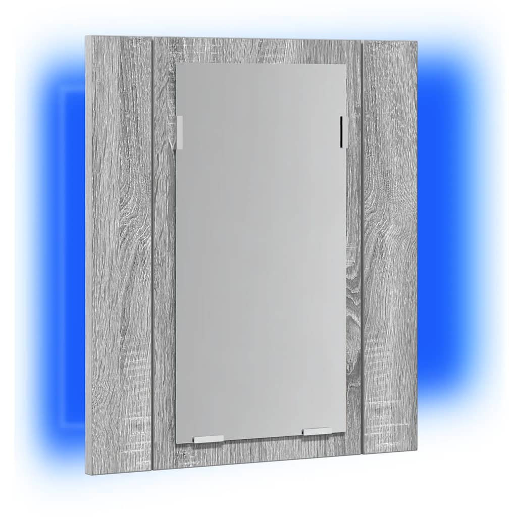 vidaXL LED Bathroom Mirror Cabinet Grey Sonoma 40x12x45 cm Engineered Wood 5