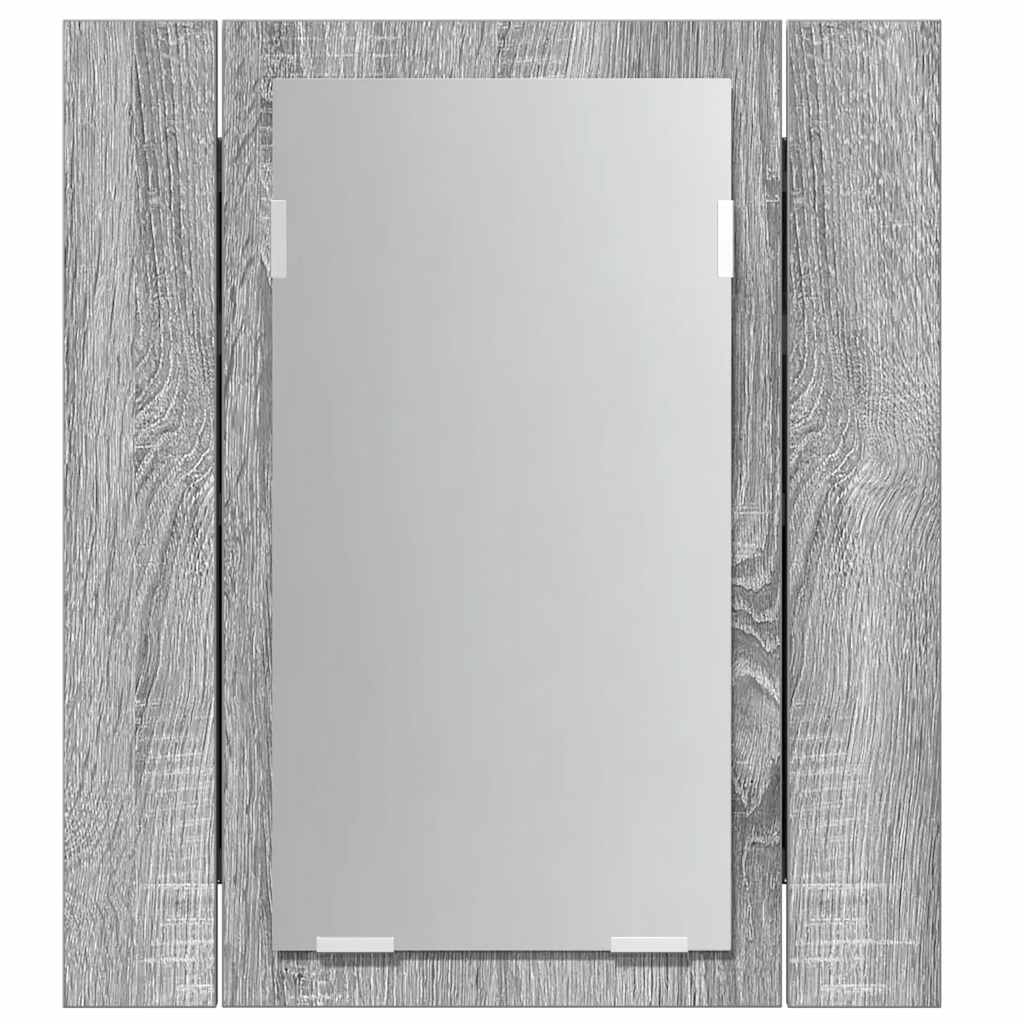 vidaXL LED Bathroom Mirror Cabinet Grey Sonoma 40x12x45 cm Engineered Wood 6