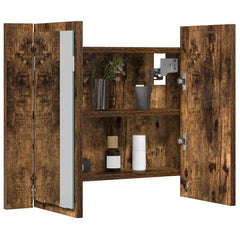 vidaXL LED Mirror Cabinet Smoked Oak 60x12x45 cm Engineered Wood 4
