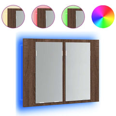 vidaXL LED Mirror Cabinet Brown Oak 60x12x45 cm Engineered Wood 2
