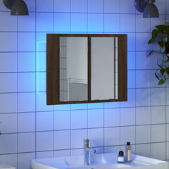 vidaXL LED Mirror Cabinet Brown Oak 60x12x45 cm Engineered Wood 3