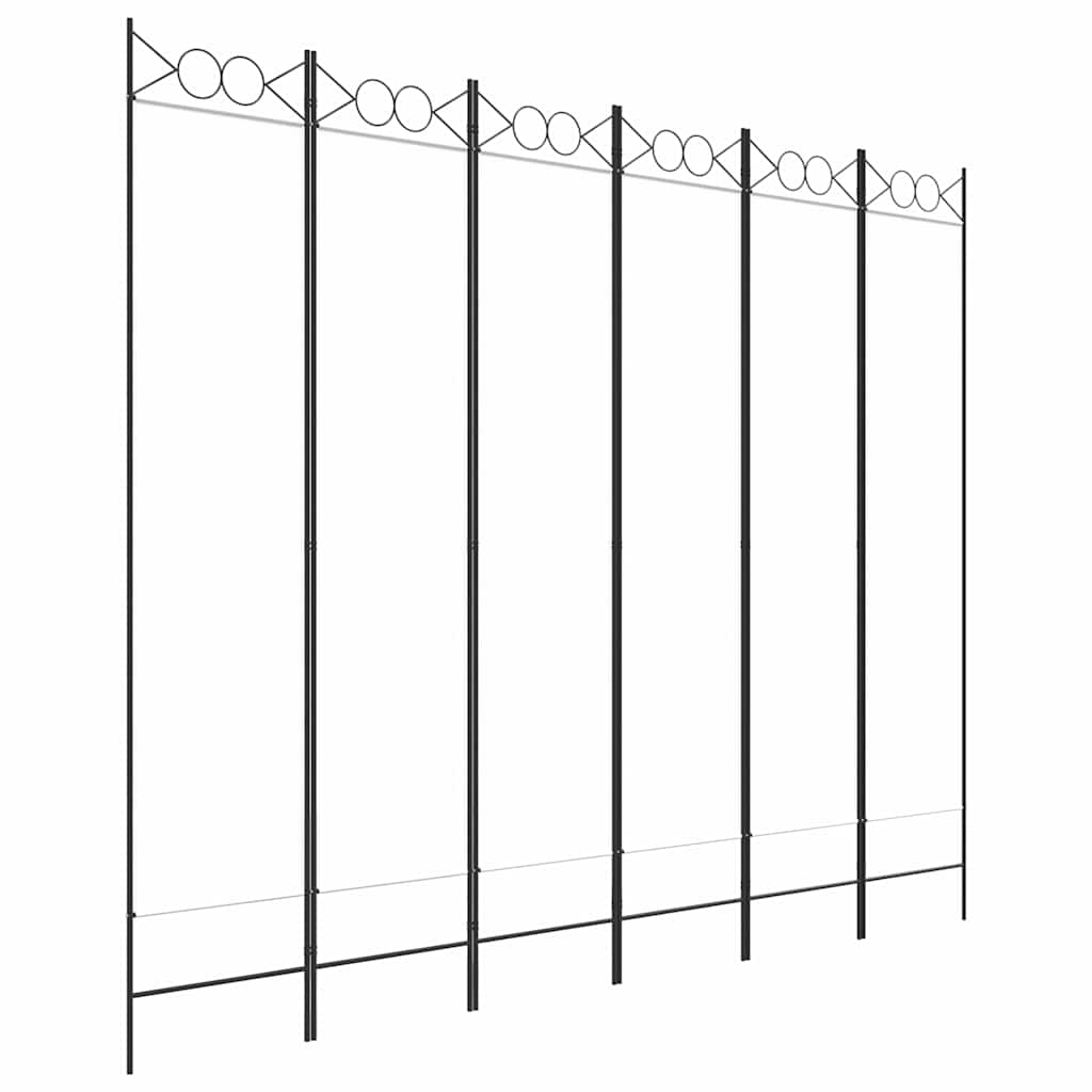 vidaXL 6-Panel Room Divider White 240x200 cm Fabric 2