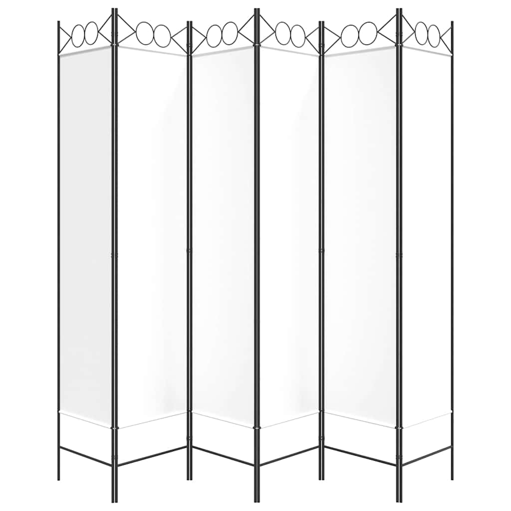 vidaXL 6-Panel Room Divider White 240x200 cm Fabric 4