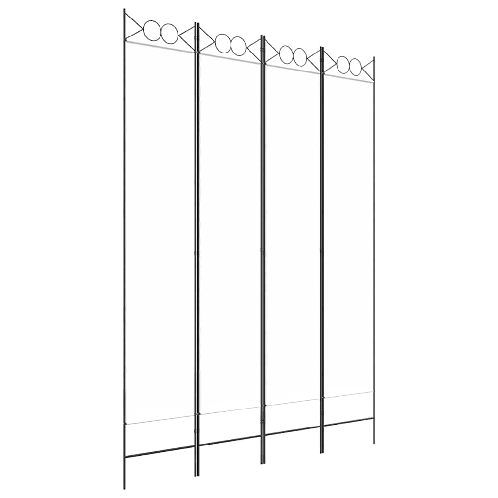 vidaXL 4-Panel Room Divider White 160x220 cm Fabric 2