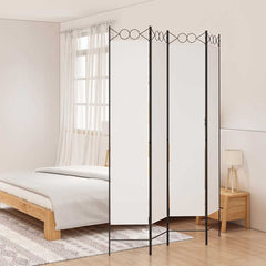 vidaXL 4-Panel Room Divider White 160x220 cm Fabric 1
