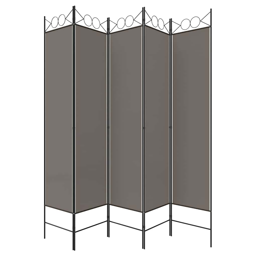 vidaXL 5-Panel Room Divider Anthracite 200x220 cm Fabric 4