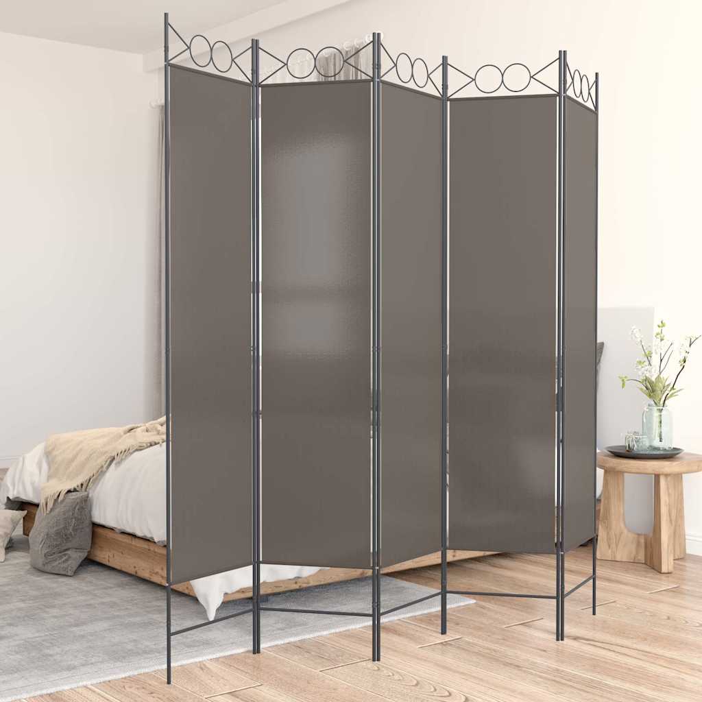 vidaXL 5-Panel Room Divider Anthracite 200x220 cm Fabric 1