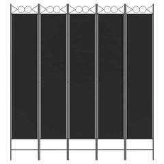 vidaXL 5-Panel Room Divider Black 200x220 cm Fabric 3