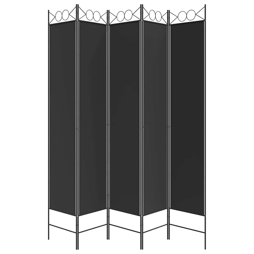 vidaXL 5-Panel Room Divider Black 200x220 cm Fabric 4