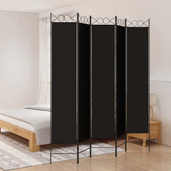 vidaXL 5-Panel Room Divider Black 200x220 cm Fabric 1