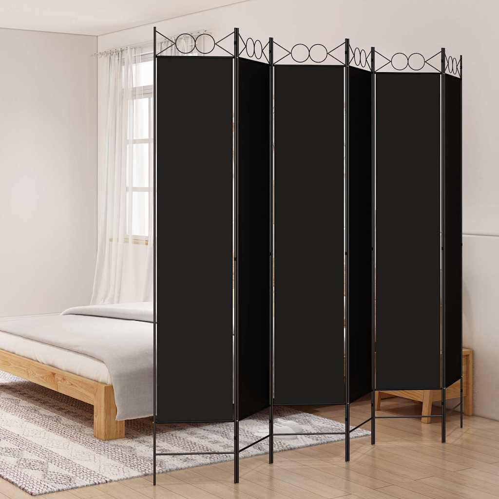 vidaXL 6-Panel Room Divider Black 240x220 cm Fabric 1