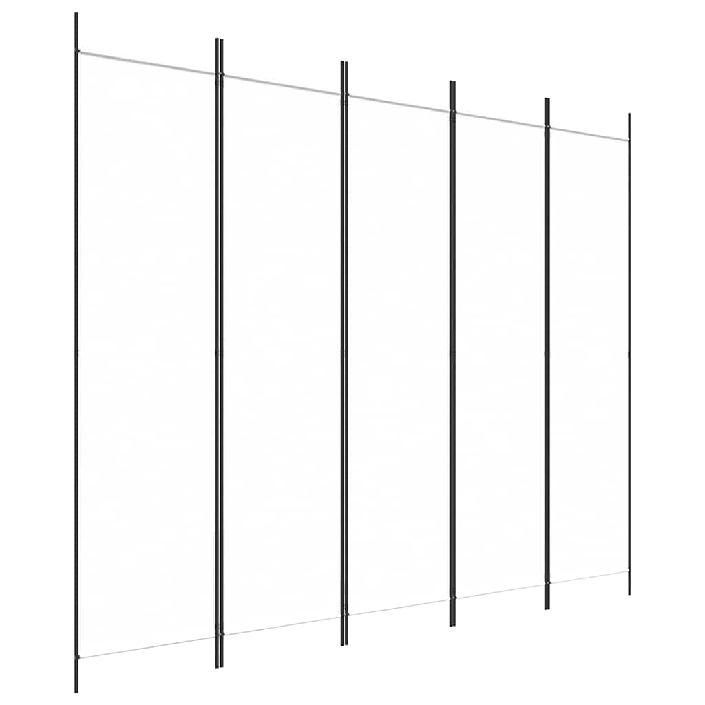vidaXL 5-Panel Room Divider White 250x200 cm Fabric 2