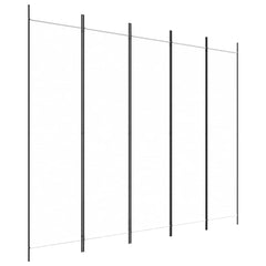 vidaXL 5-Panel Room Divider White 250x200 cm Fabric 2