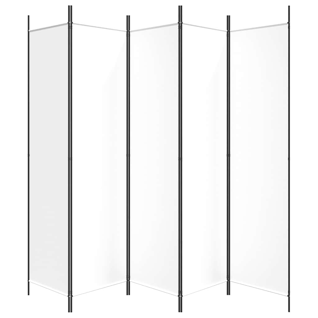 vidaXL 5-Panel Room Divider White 250x200 cm Fabric 4