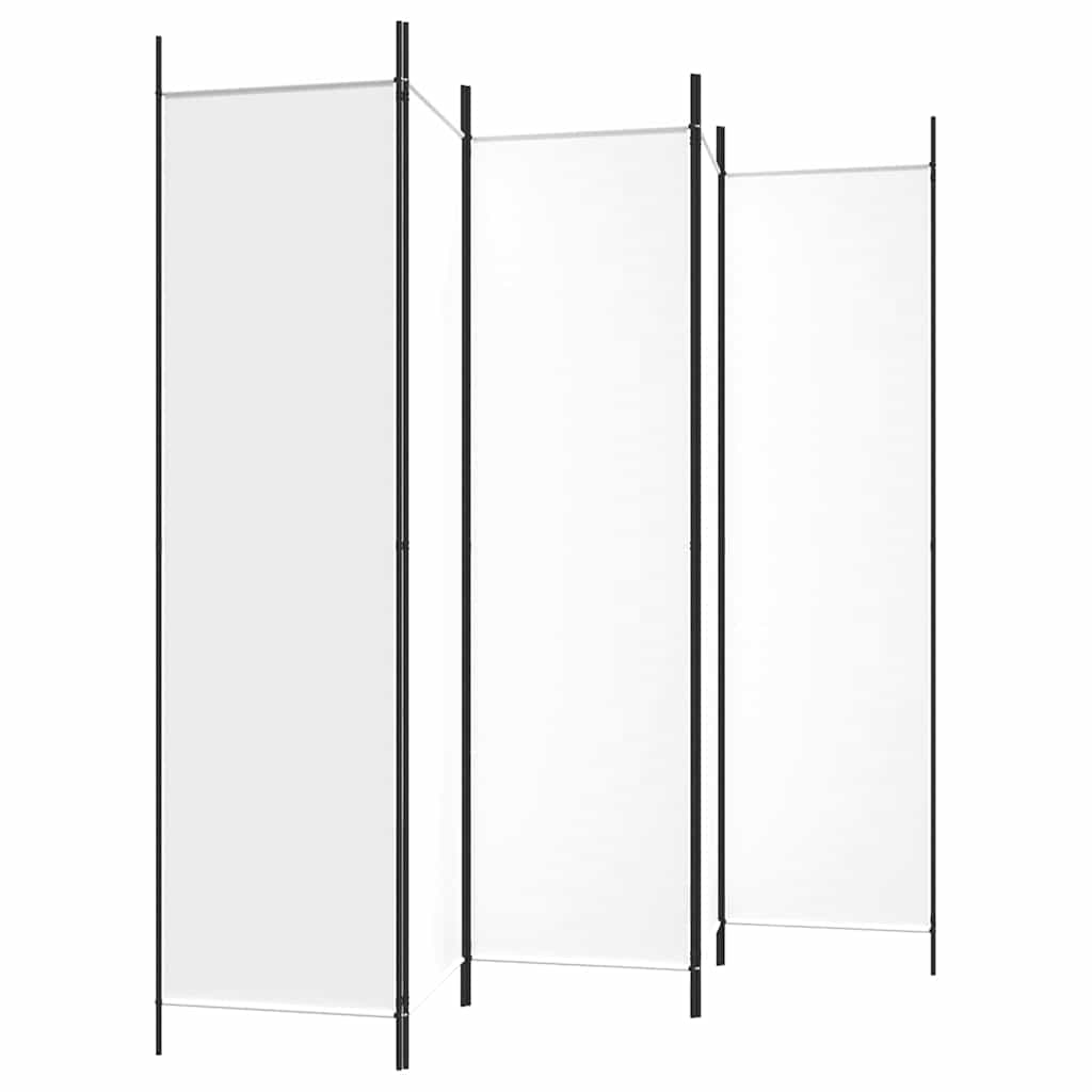 vidaXL 5-Panel Room Divider White 250x200 cm Fabric 5
