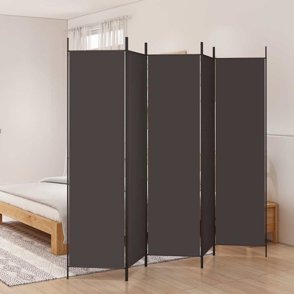 6-Panel Room Divider in Brown