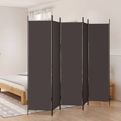 vidaXL 5-Panel Room Divider Brown 250x200 cm Fabric 1