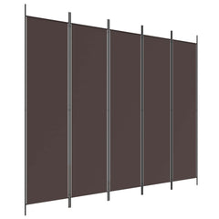 vidaXL 5-Panel Room Divider Brown 250x200 cm Fabric 2