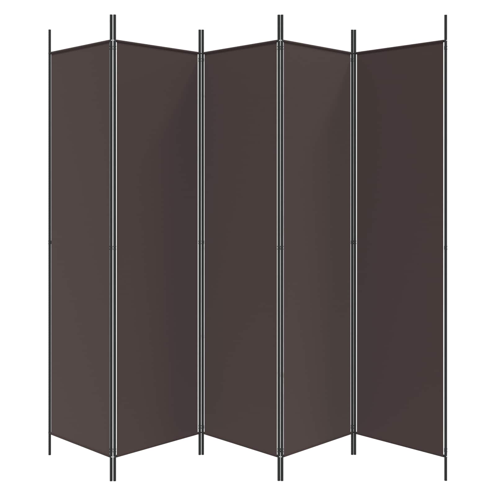 vidaXL 5-Panel Room Divider Brown 250x200 cm Fabric 3