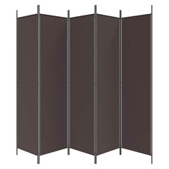 vidaXL 5-Panel Room Divider Brown 250x200 cm Fabric 3