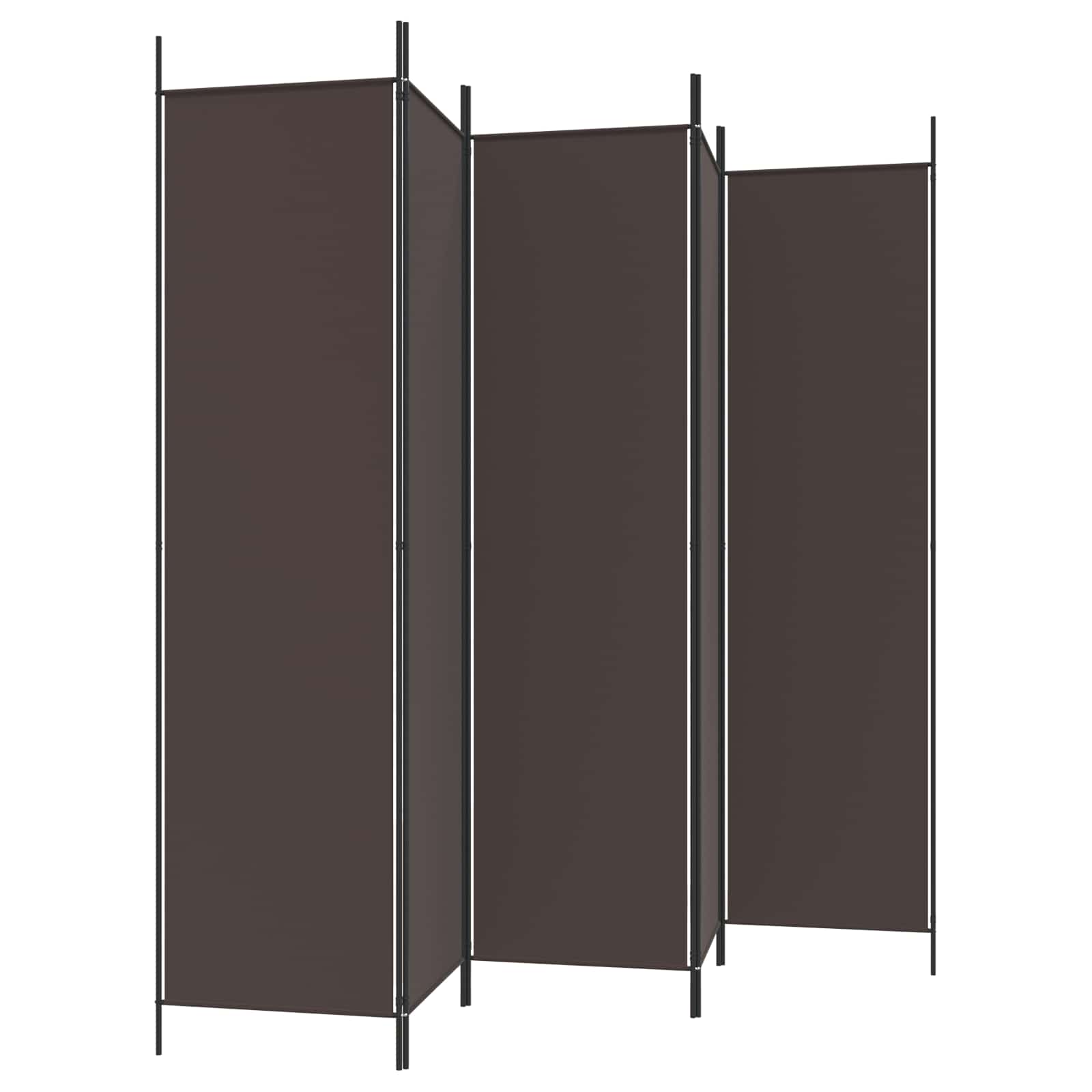 vidaXL 5-Panel Room Divider Brown 250x200 cm Fabric 4