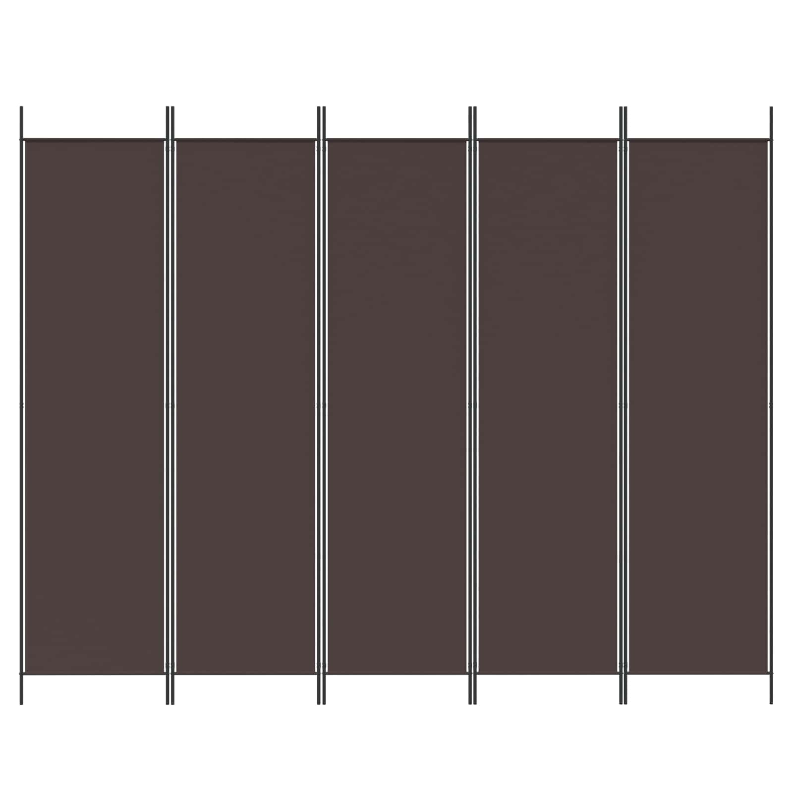 vidaXL 5-Panel Room Divider Brown 250x200 cm Fabric 6