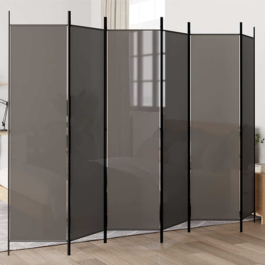 vidaXL 6-Panel Room Divider Anthracite 300x200 cm Fabric 1
