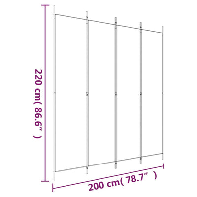 4-Panel Room Divider Anthracite 200x220 cm Fabric