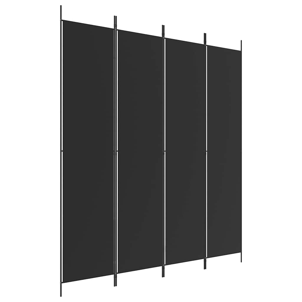 vidaXL 4-Panel Room Divider Black 200x220 cm Fabric 2