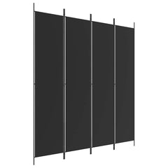vidaXL 4-Panel Room Divider Black 200x220 cm Fabric 2