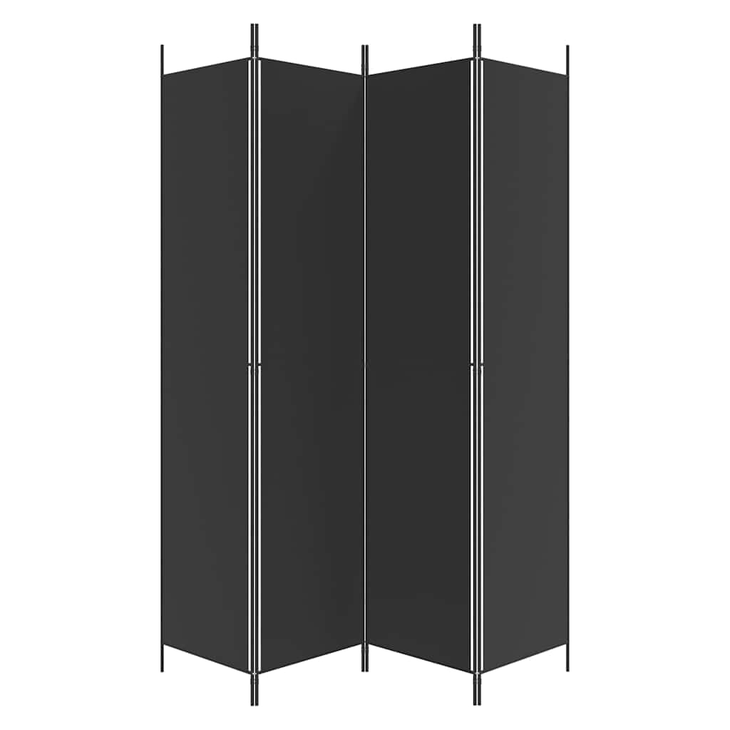 vidaXL 4-Panel Room Divider Black 200x220 cm Fabric 4