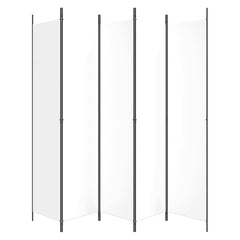 vidaXL 5-Panel Room Divider White 250x220 cm Fabric 4