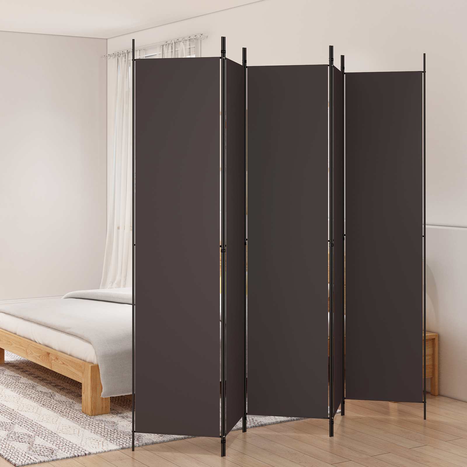 vidaXL 5-Panel Room Divider Brown 250x220 cm Fabric 1