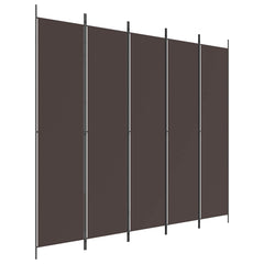 vidaXL 5-Panel Room Divider Brown 250x220 cm Fabric 2
