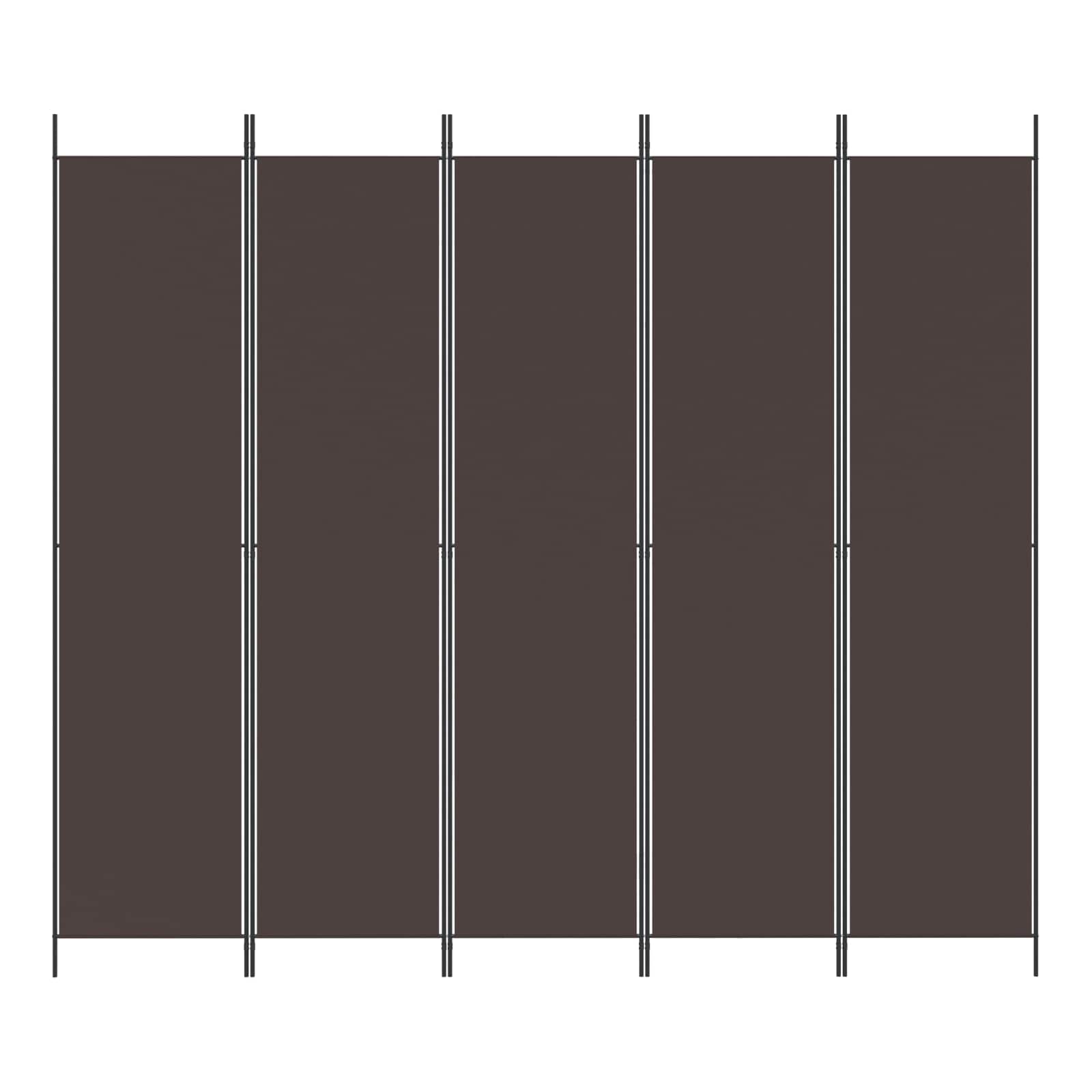vidaXL 5-Panel Room Divider Brown 250x220 cm Fabric 6