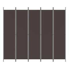 vidaXL 5-Panel Room Divider Brown 250x220 cm Fabric 6