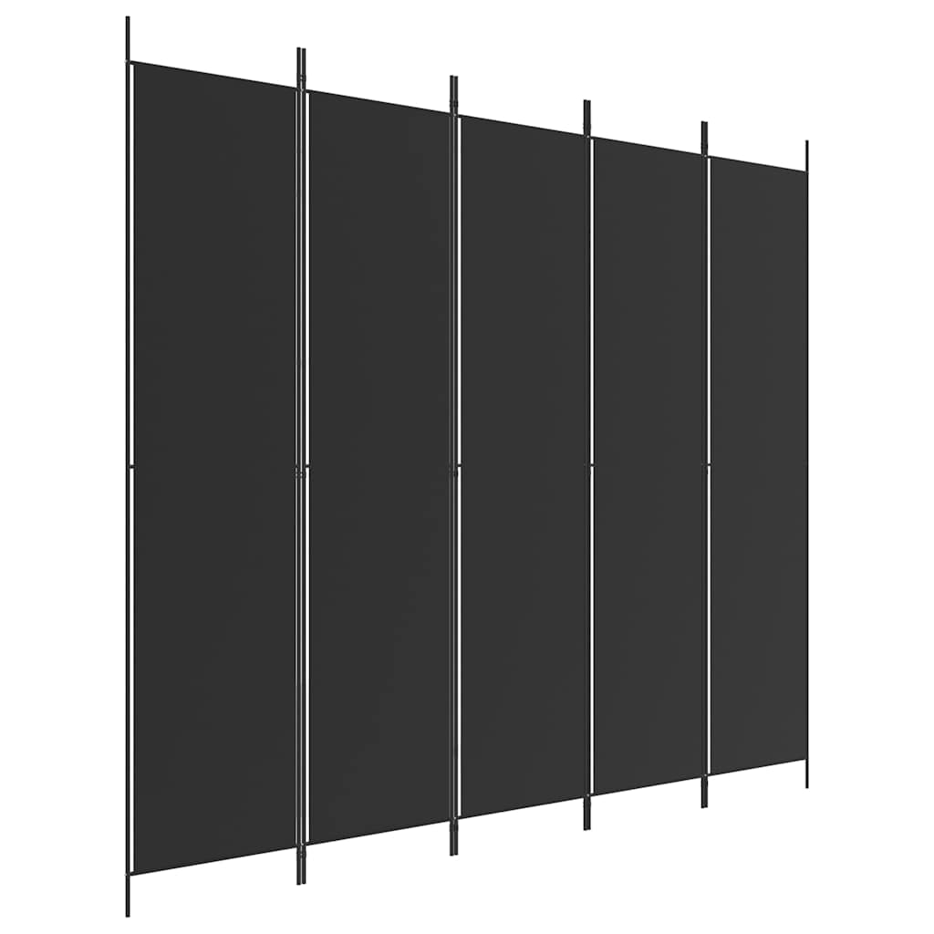 vidaXL 5-Panel Room Divider Black 250x220 cm Fabric 2