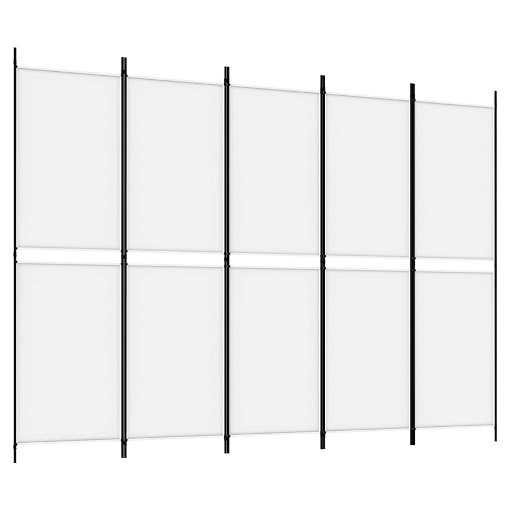 vidaXL 5-Panel Room Divider White 250x180 cm Fabric 2